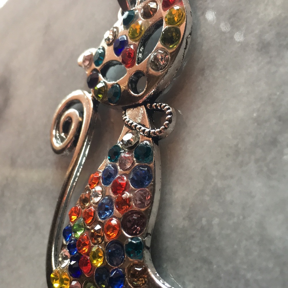 Multi-Color Crystal Cat Necklace - Picture 14 of 15